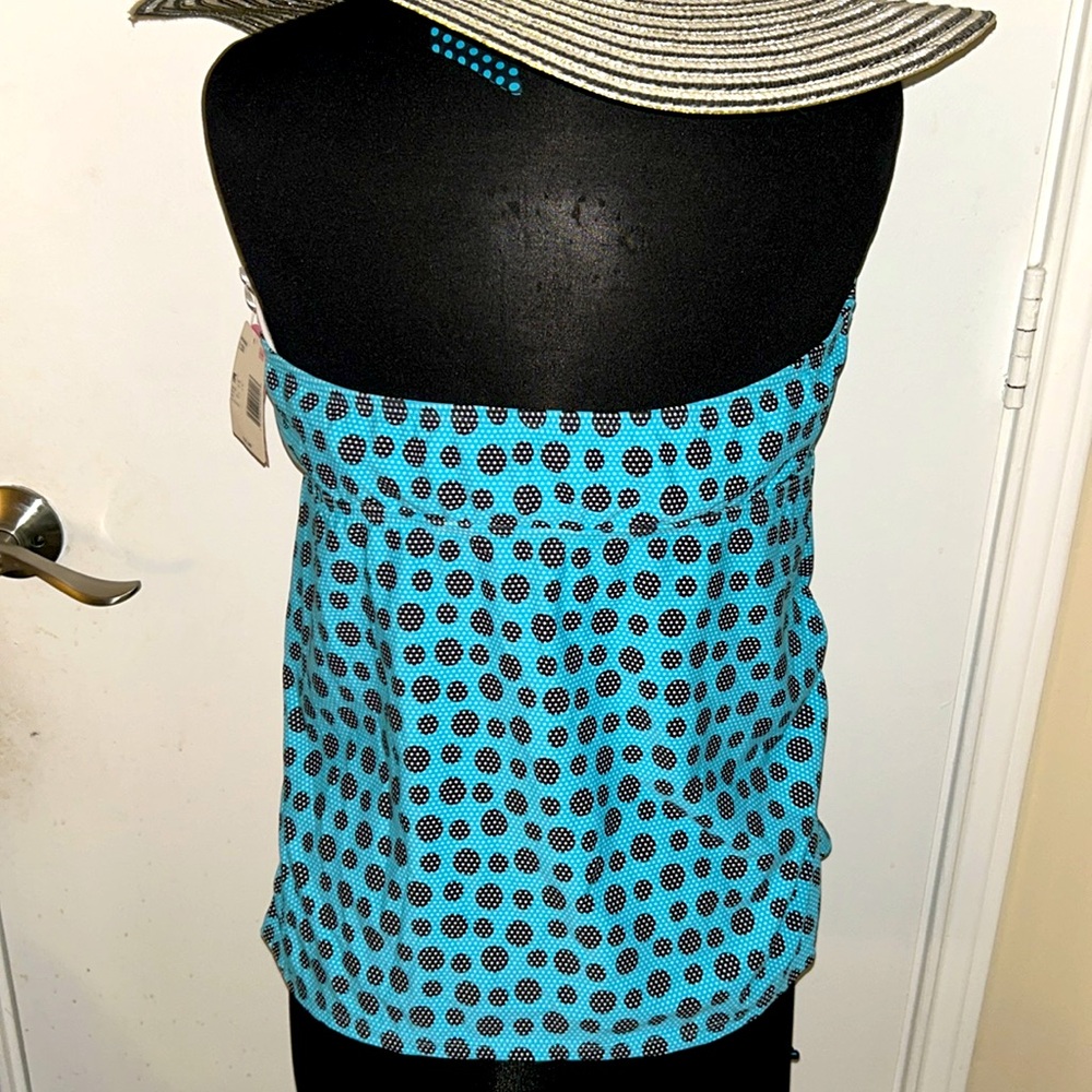 Joe Boxer NWT Blue and black Polka Dot Women's plus size Tankini size 2X - Picture 3 of 5